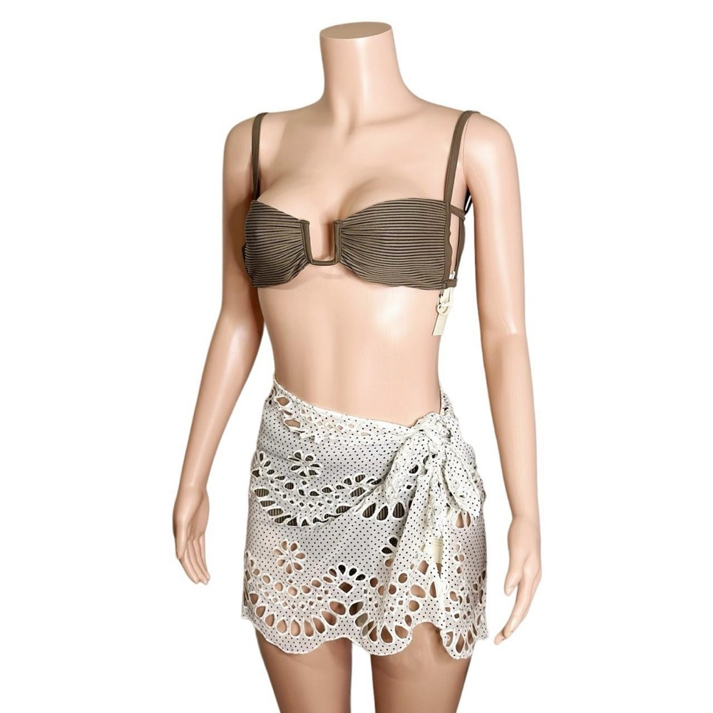 FOR LOVE & LEMONS Cookies N Cream Tie Up Skirt, Ivory Eyelet, Large - Picture 4 of 10